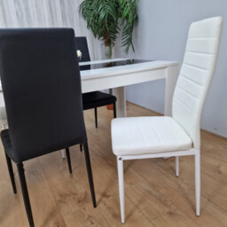 Dining Set Of 4 Kitchen Dining Table And 4 Chairs White Black Dining Table With 2 Black 2 White Leather Chairs Kosy Koala - thumbnail 6