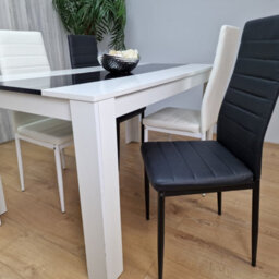 Dining Set Of 4 Kitchen Dining Table And 4 Chairs White Black Dining Table With 2 Black 2 White Leather Chairs Kosy Koala - thumbnail 5