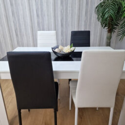 Dining Set Of 4 Kitchen Dining Table And 4 Chairs White Black Dining Table With 2 Black 2 White Leather Chairs Kosy Koala - thumbnail 7
