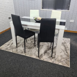 Dining Set Of 4 Kitchen Dining Table And 4 Chairs White Black Dining Table With 2 Black 2 White Leather Chairs Kosy Koala - thumbnail 9