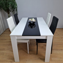 Dining Set Of 4 Kitchen Dining Table And 4 Chairs White Black Dining Table With 2 Black 2 White Leather Chairs Kosy Koala - thumbnail 4
