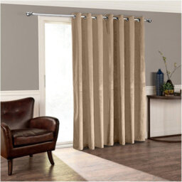 Moonlight Bedding Velvet Ring Top Curtains-Fully Lined Blackout Single Panel,thermal Sliding Glass Door Curtain (Beige, 66X84Inch)