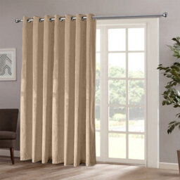 Moonlight Bedding Velvet Ring Top Curtains-Fully Lined Blackout Single Panel,thermal Sliding Glass Door Curtain (Beige, 66X84Inch) - thumbnail 8
