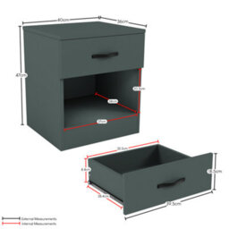 Lassic Vida Designs Riano 4 Piece Bedroom Set (1 Drawer Bedside Chest, 4 Drawer Chest, 2 Door Wardrobe), Green - thumbnail 3