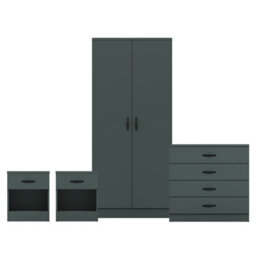 Lassic Vida Designs Riano 4 Piece Bedroom Set (1 Drawer Bedside Chest, 4 Drawer Chest, 2 Door Wardrobe), Green - thumbnail 8