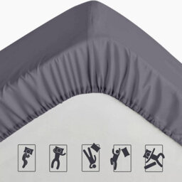 Bedlooms Double Fitted Sheet 40Cm Extra Deep - Soft Microfiber Deep Pocket Elasticated Bed Fitted Sheets Charcoal, 137X190 Cm - thumbnail 8