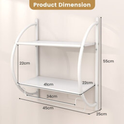 Costway Wall Mounted Towel Rack 2 Tiers Curved Display Organiser Shelving Unit - thumbnail 3