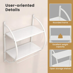 Costway Wall Mounted Towel Rack 2 Tiers Curved Display Organiser Shelving Unit - thumbnail 8