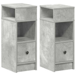 Berkfield Bedside Cabinets 2 Pcs With Drawer Concrete Grey 25X31X66 Cm - thumbnail 2