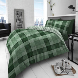 Gc Gaveno Cavailia Denimium Green Duvet Cover Bedding Set Double Size 3Pc With Reversible Printed Quilt Cover - thumbnail 1