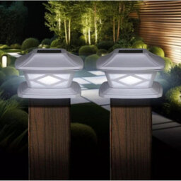 4 X Solar Powered White Led Outdoor Garden Post Deck Cap Square Fence Lights - thumbnail 6