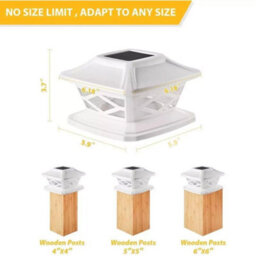 4 X Solar Powered White Led Outdoor Garden Post Deck Cap Square Fence Lights - thumbnail 2
