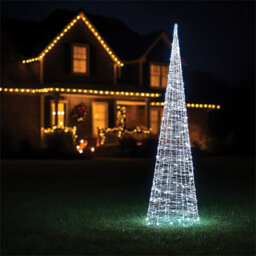 My Smart Buy Festive Cone-Shaped Led Light Tower 90Cm Or 120Cm Silver Metal Frame With White Micro Leds & 5M Cable