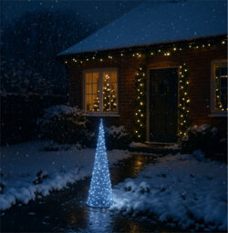 My Smart Buy Festive Cone-Shaped Led Light Tower 90Cm Or 120Cm Silver Metal Frame With White Micro Leds & 5M Cable - thumbnail 2