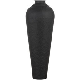 Matt Black Medium Hammered Vase - Handcrafted Steel Decor - thumbnail 1