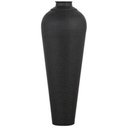 Matt Black Medium Hammered Vase - Handcrafted Steel Decor - thumbnail 3