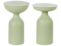 Beliani Set Of 2 Light-Green Iron Round Top Side Tables - Compact, Matte Finish, No Assembly - thumbnail 2