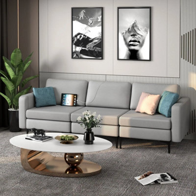 Modern 3-Seat Sofa Upholstered Modular Sofa Couch W/ Usb Charging Ports - image 1