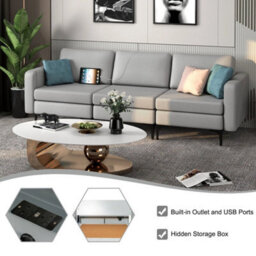 Modern 3-Seat Sofa Upholstered Modular Sofa Couch W/ Usb Charging Ports - thumbnail 6