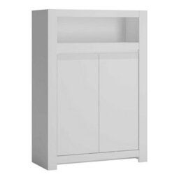 Wyld Haus Vienna White Wooden 2-Door Storage Cabinet With Open Shelf, 920X422X1330 mm - thumbnail 3