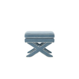 Wyld Haus Theodor Ice Blue Velvet Stool With X-Legs - thumbnail 2