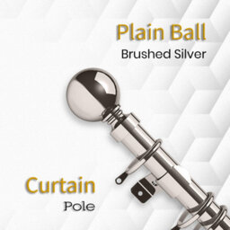 Aspire Homeware Plain Metal Curtain Pole With Ball Finials Extendable Rod 70-120 Cm (Brushed Silver) - thumbnail 7