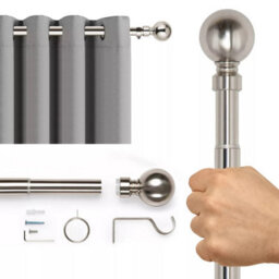 Aspire Homeware Plain Metal Curtain Pole With Ball Finials Extendable Rod 70-120 Cm (Brushed Silver) - thumbnail 2