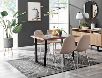 Furniturebox Uk Kylo Brown Wood Effect Dining Table & 4 Cappuccino Corona Silver Chairs - image 1