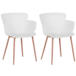 Beliani Set Of 2 Dining Chairs Sumkley White - thumbnail 1