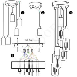 Modern 5-Light Gold Industrial Pendant Light  Adjustable E27 Cluster Ceiling Lamp For Kitchen, Dining & Living Room - thumbnail 6