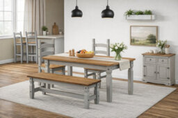 "Mercers Furniture Corona Grey Wax 5'0"" Dining Bench Long Seating Solid Wood Pine Wooden Hallway Kitchen Mexican Styling" - thumbnail 3