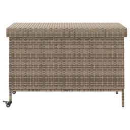 Garden Storage Box With Wheels Grey 110X55X73 Cm Poly Rattan - thumbnail 4