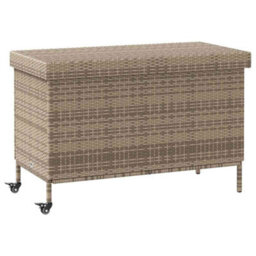 Garden Storage Box With Wheels Grey 110X55X73 Cm Poly Rattan