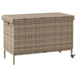 Garden Storage Box With Wheels Grey 110X55X73 Cm Poly Rattan - thumbnail 6