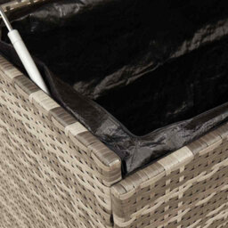 Garden Storage Box With Wheels Grey 110X55X73 Cm Poly Rattan - thumbnail 8
