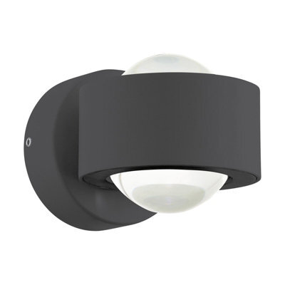 Stylish Anthracite Wall Light With Clear Plastic Shade And Led Bulbs - image 1