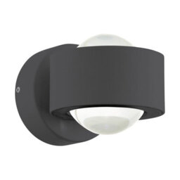 Stylish Anthracite Wall Light With Clear Plastic Shade And Led Bulbs