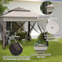 Outsunny Garden Folding Tent Heavy Duty Pop Up Gazebo For Party Light Grey - thumbnail 6
