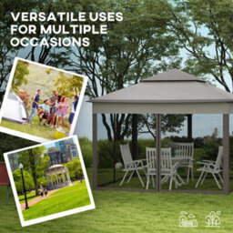 Outsunny Garden Folding Tent Heavy Duty Pop Up Gazebo For Party Light Grey - thumbnail 7