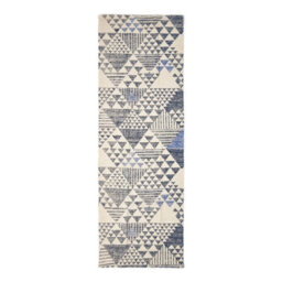 Homescapes Delphi Blue And White Geometric Style 100% Cotton Printed Rug, 66 X 200 Cm - thumbnail 2