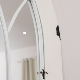 Melody Maison Arched White Distressed Chapel Fretwork Garden Mirror - 47Cm X 142Cm - thumbnail 4