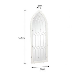 Melody Maison Arched White Distressed Chapel Fretwork Garden Mirror - 47Cm X 142Cm - thumbnail 9
