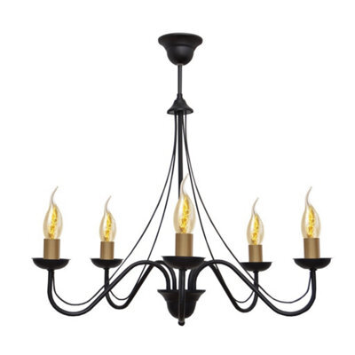 Luminosa Lighting Luminosa Malbo Multi Arm Pendant Ceiling Light Black, Patina 60Cm