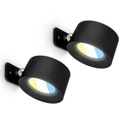 Briloner 2 X Led Wall Light Rechargeable Reading Lamp Magnet Adjustable Spotlight Black - image 1