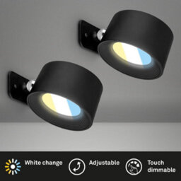 Briloner 2 X Led Wall Light Rechargeable Reading Lamp Magnet Adjustable Spotlight Black - thumbnail 2
