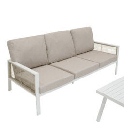 MonsterShop Garden Aluminium 5 Seat Furniture Sofa Set Rattan Alternative White 4 Piece - thumbnail 6