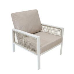 MonsterShop Garden Aluminium 5 Seat Furniture Sofa Set Rattan Alternative White 4 Piece - thumbnail 7