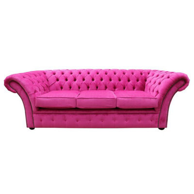 Chesterfield 3 Seater Azzuro Fuchsia Pink Fabric Sofa Bespoke In Balmoral Style - image 1