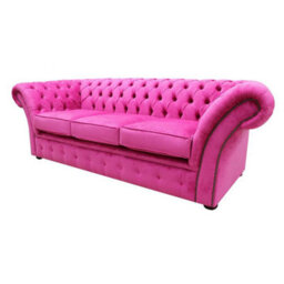 Chesterfield 3 Seater Azzuro Fuchsia Pink Fabric Sofa Bespoke In Balmoral Style - thumbnail 3