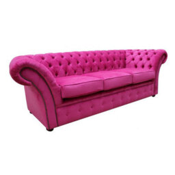Chesterfield 3 Seater Azzuro Fuchsia Pink Fabric Sofa Bespoke In Balmoral Style - thumbnail 2